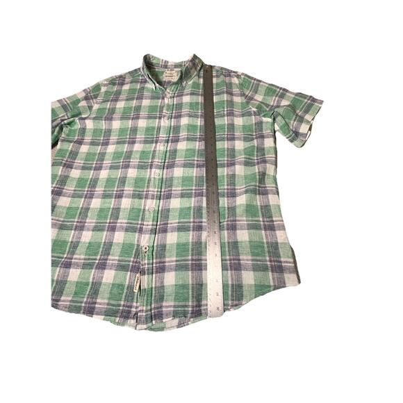 Weatherproof Vintage Men’s Washable Linen Short Sleeve Woven Shirt Green XXL - Picture 5 of 9